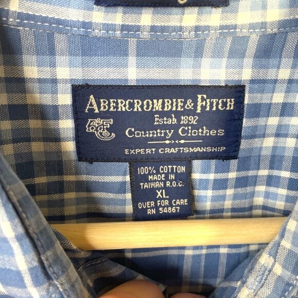 Vintage Y2K Abercrombie Fitch Shirt Mens XL Relaxed Blue Plaid The Angler Grunge - Picture 3 of 6